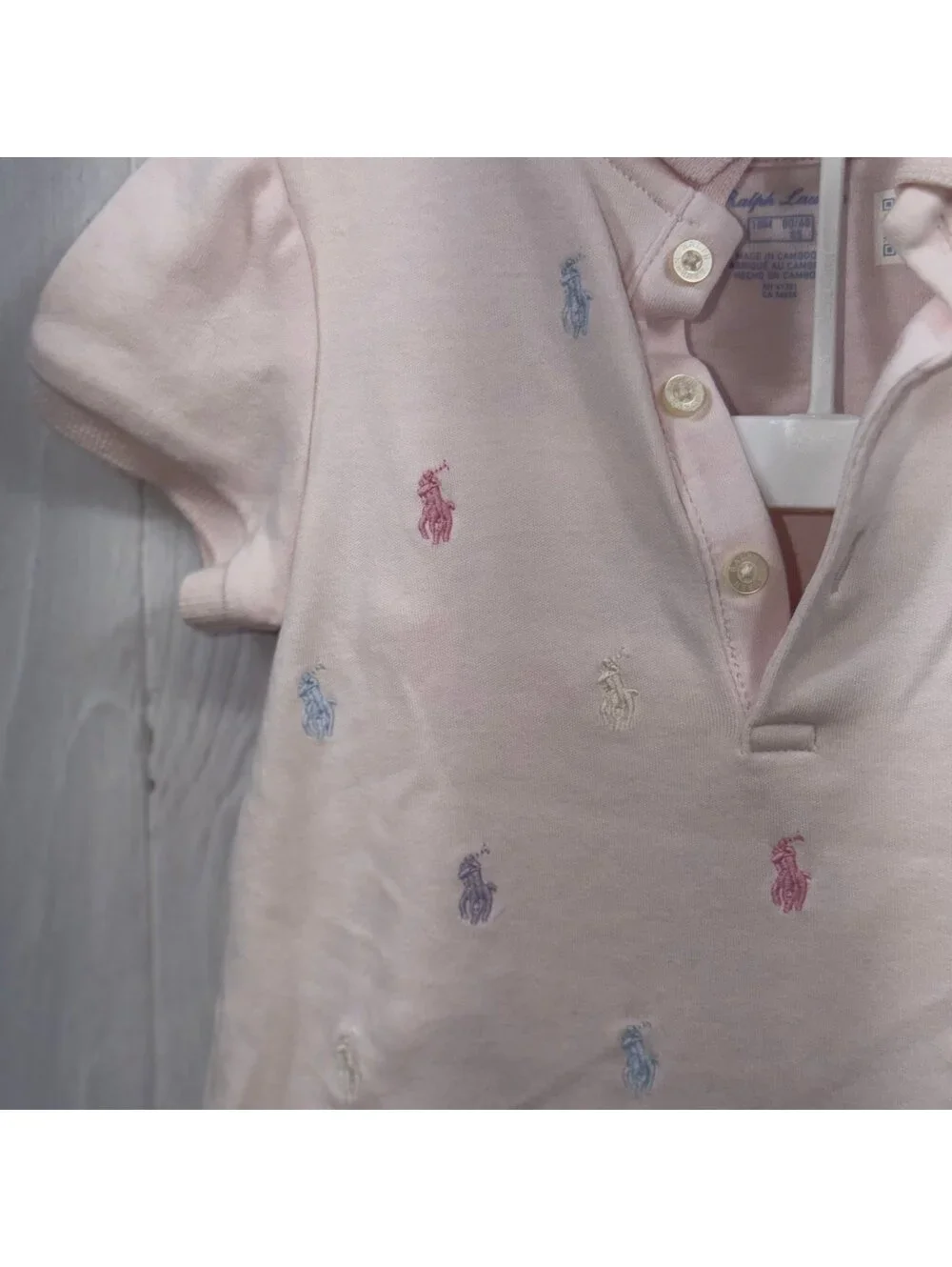 Ralph Lauren Baby Girls Pink Embroidered Polo Dress with Bloomers Size 18M